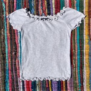 Ruffle off the shoulder shirt